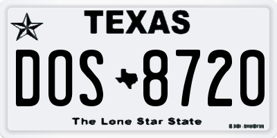 TX license plate DOS8720