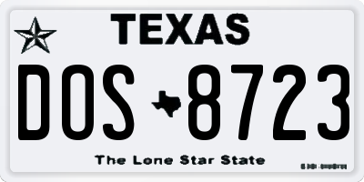 TX license plate DOS8723