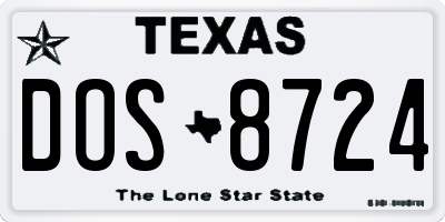 TX license plate DOS8724