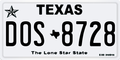 TX license plate DOS8728