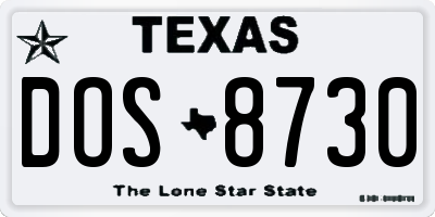 TX license plate DOS8730