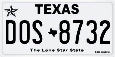 TX license plate DOS8732