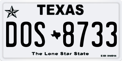 TX license plate DOS8733