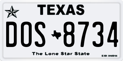 TX license plate DOS8734