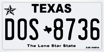 TX license plate DOS8736