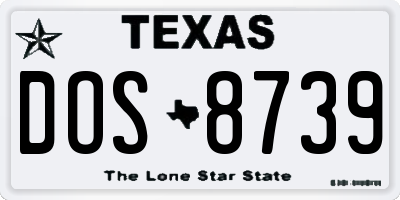 TX license plate DOS8739
