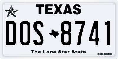 TX license plate DOS8741