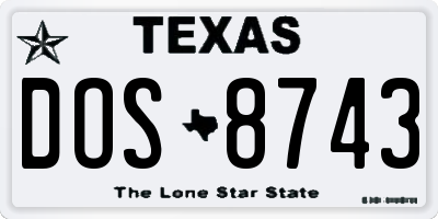 TX license plate DOS8743
