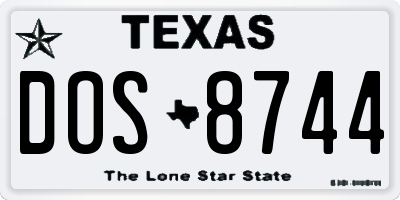 TX license plate DOS8744