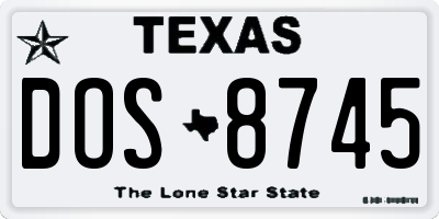 TX license plate DOS8745