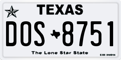 TX license plate DOS8751