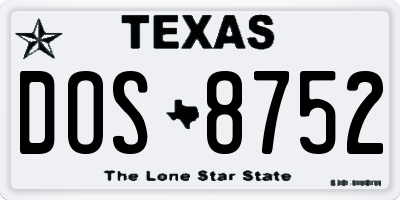 TX license plate DOS8752