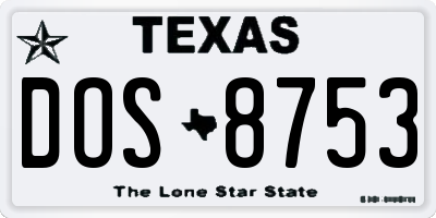 TX license plate DOS8753