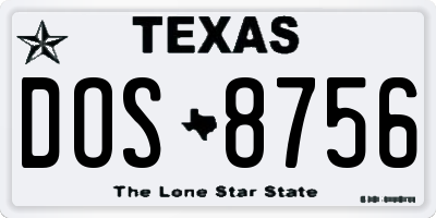 TX license plate DOS8756