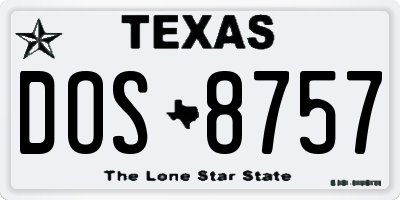 TX license plate DOS8757