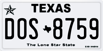 TX license plate DOS8759