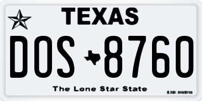 TX license plate DOS8760