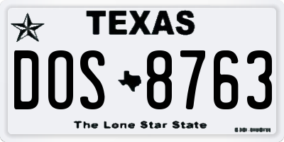 TX license plate DOS8763