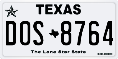 TX license plate DOS8764