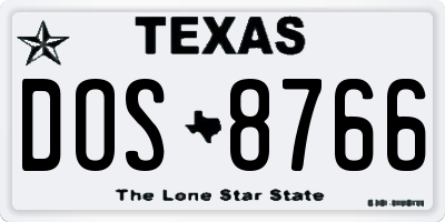 TX license plate DOS8766