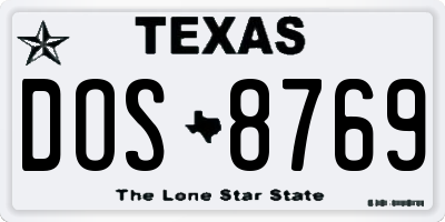 TX license plate DOS8769