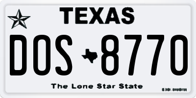 TX license plate DOS8770