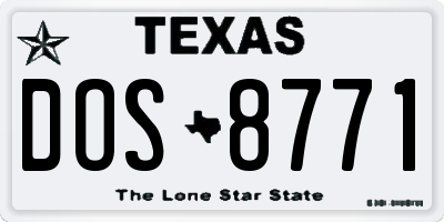 TX license plate DOS8771
