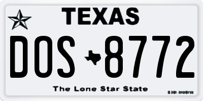 TX license plate DOS8772