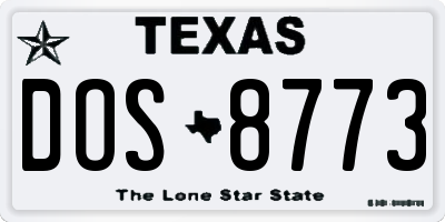 TX license plate DOS8773