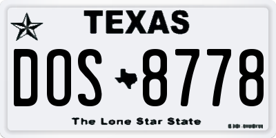 TX license plate DOS8778