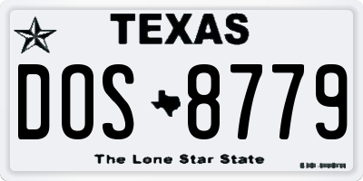 TX license plate DOS8779