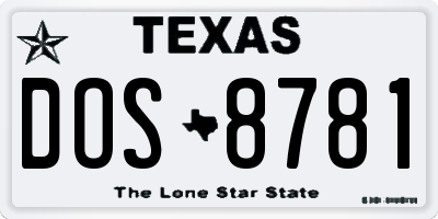 TX license plate DOS8781