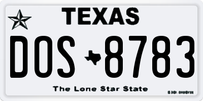 TX license plate DOS8783