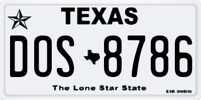 TX license plate DOS8786