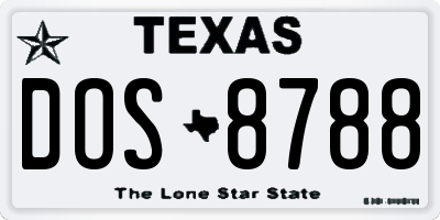 TX license plate DOS8788