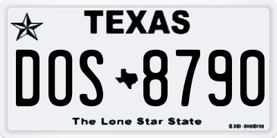 TX license plate DOS8790