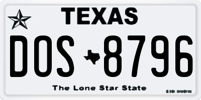 TX license plate DOS8796