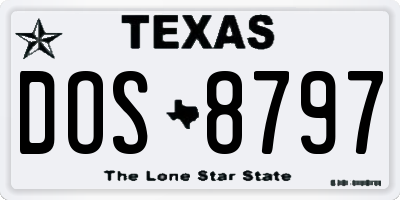 TX license plate DOS8797