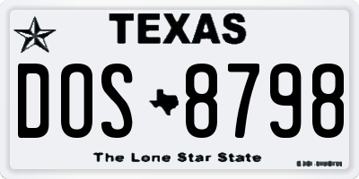 TX license plate DOS8798