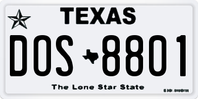 TX license plate DOS8801