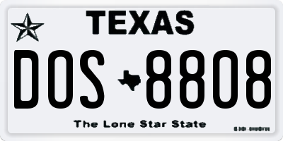 TX license plate DOS8808