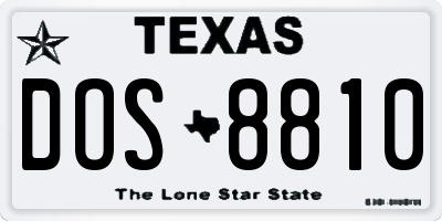 TX license plate DOS8810