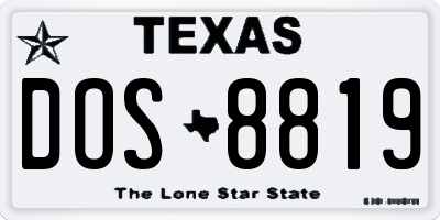 TX license plate DOS8819