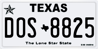 TX license plate DOS8825