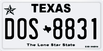 TX license plate DOS8831