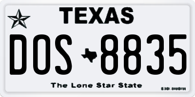 TX license plate DOS8835
