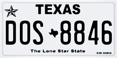 TX license plate DOS8846
