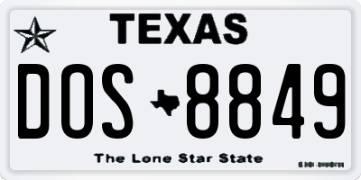 TX license plate DOS8849