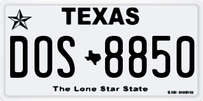 TX license plate DOS8850