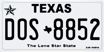 TX license plate DOS8852